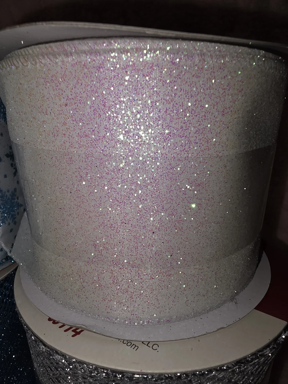 Assorted Glitter & Snowflake Ribbon Bundle - Blue, White, Silver - (Brand: )